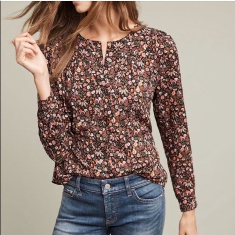 Anthropologie Maeve Ditsy Floral Print Button Up Shirt